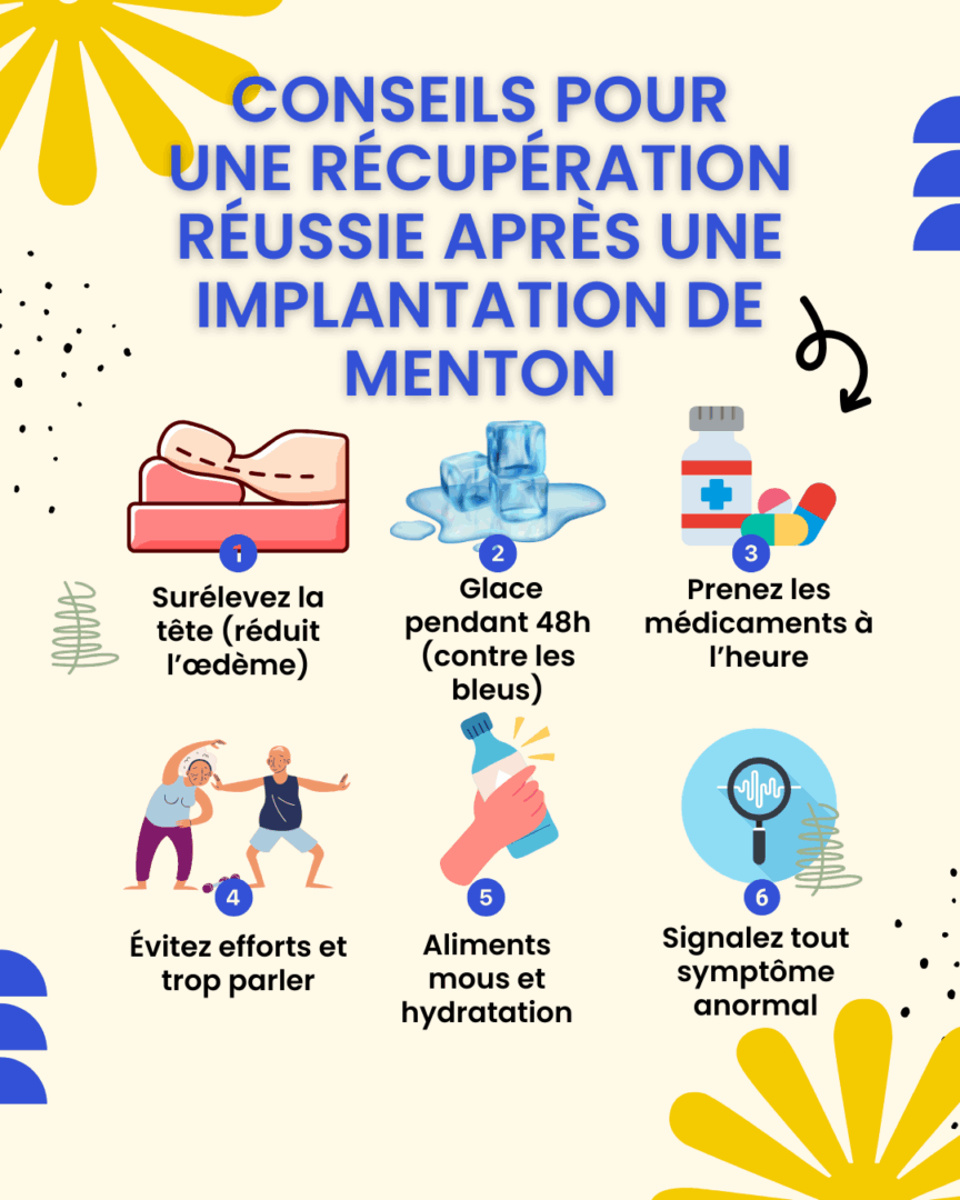 Conseils pour une récupération réussie après une implantation de menton 
