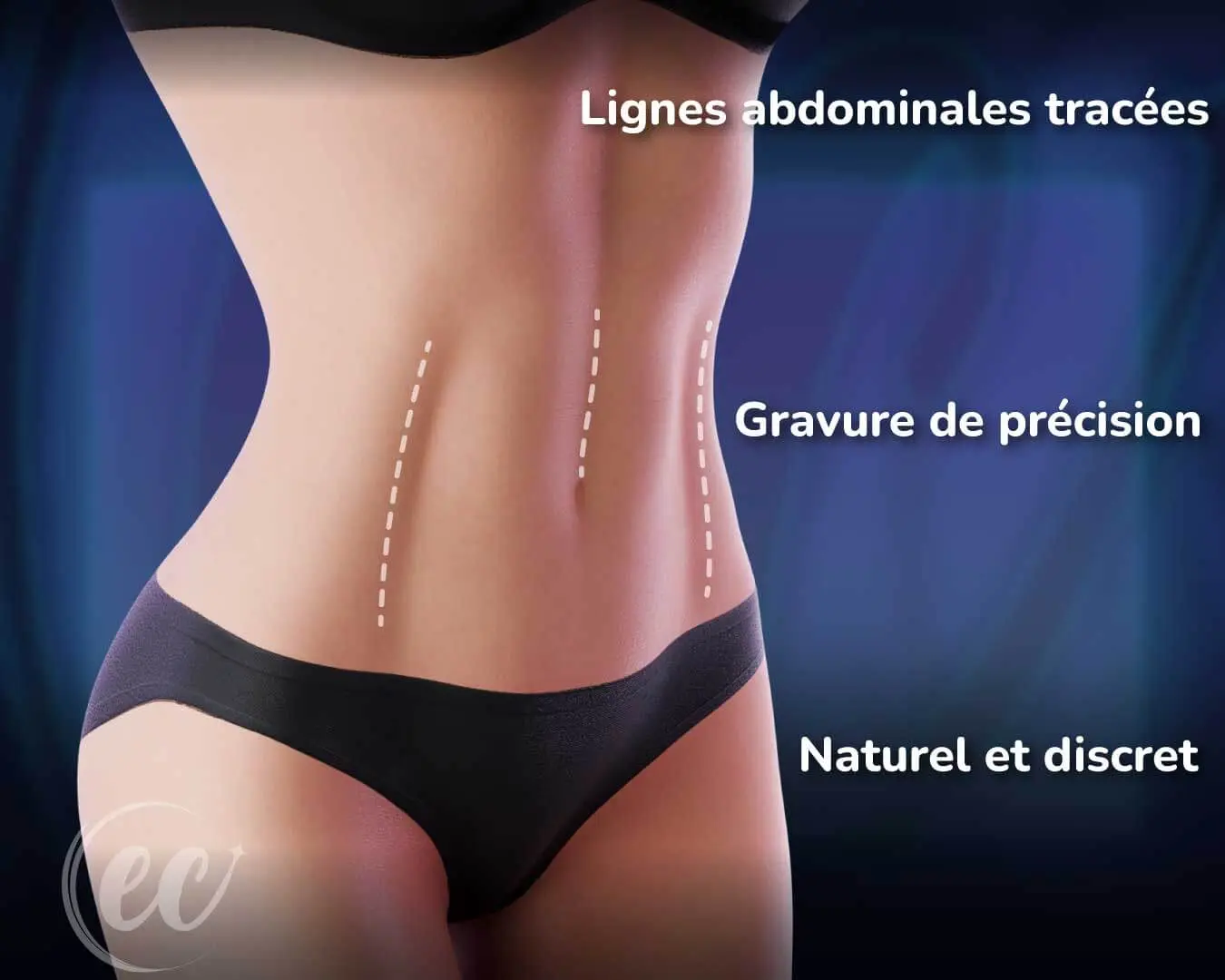 Avant et après une chirurgie d’abdominal etching pour le corps féminin