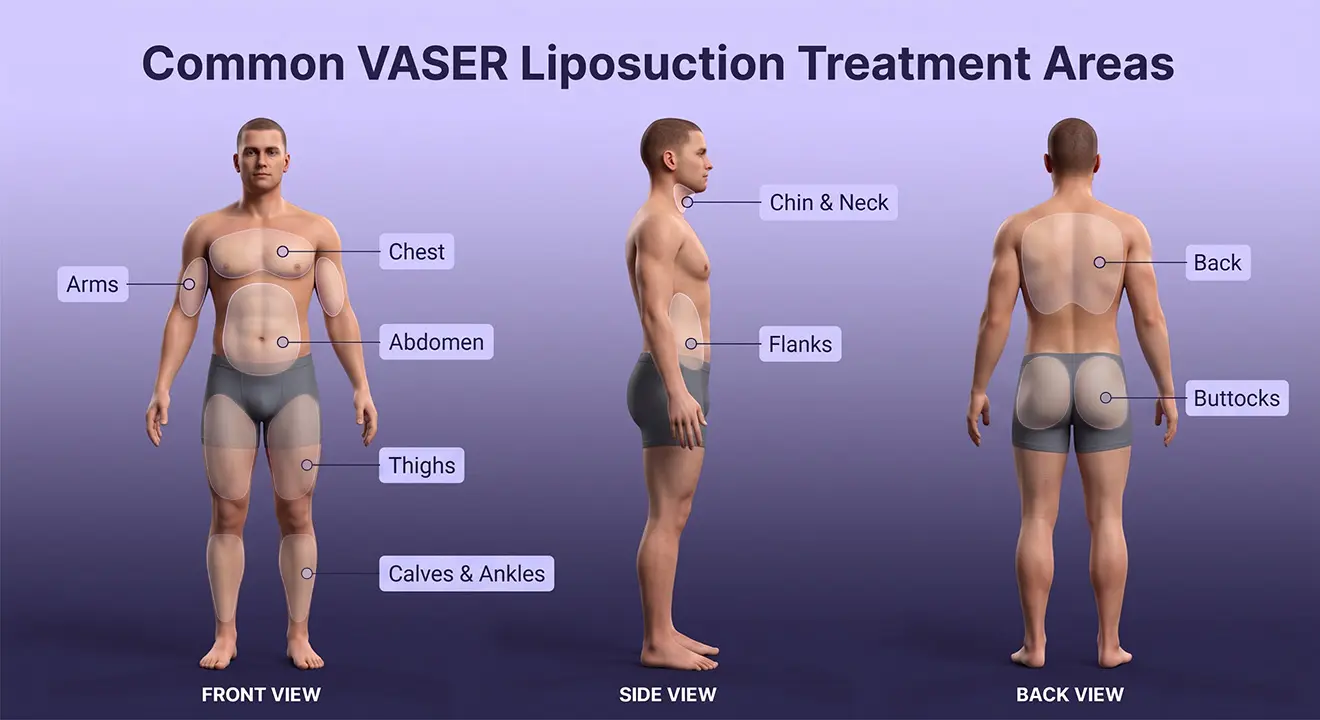 Common Vaser Lipo Treatment Areas