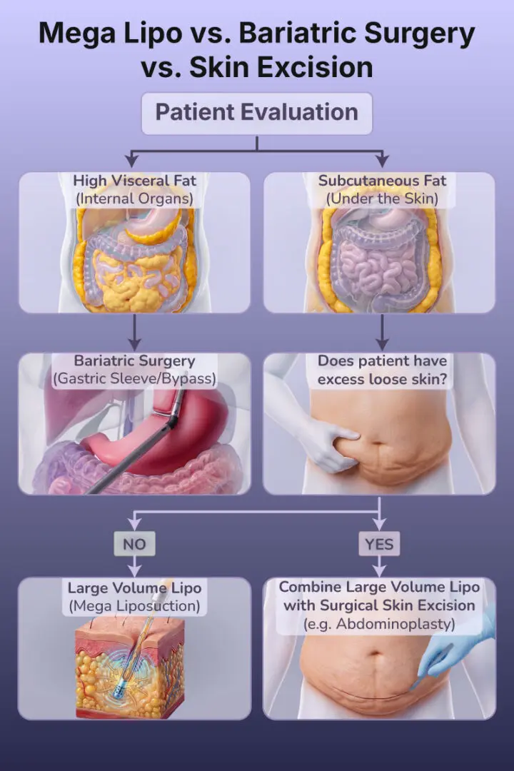 Mega Lipo vs. Bariatric Surgery vs. Skin-Excision